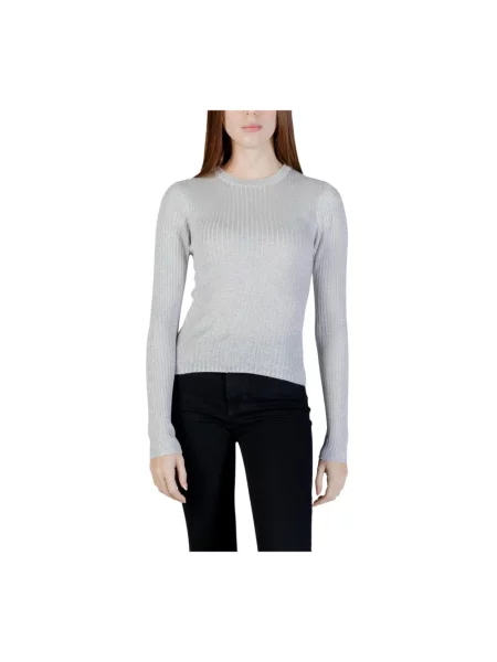 Dzianinowy sweter Jacqueline De Yong z długim rękawem szary