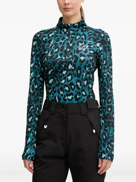 Lenjerie de corp termoactivă Ea7 Emporio Armani cu imagine cu model leopard albastru