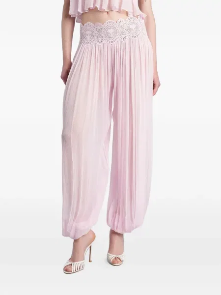 Pantaloni Retrofete din dantelă roz