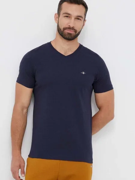 Gant tricou din albastru marin neted negru