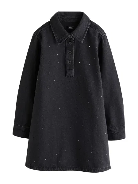 Next Rochie denim / argintiu negru