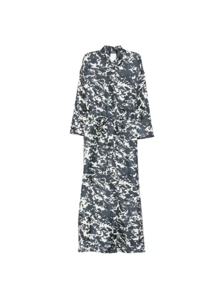 Lniana sukienka maxi Max Mara z nadrukiem