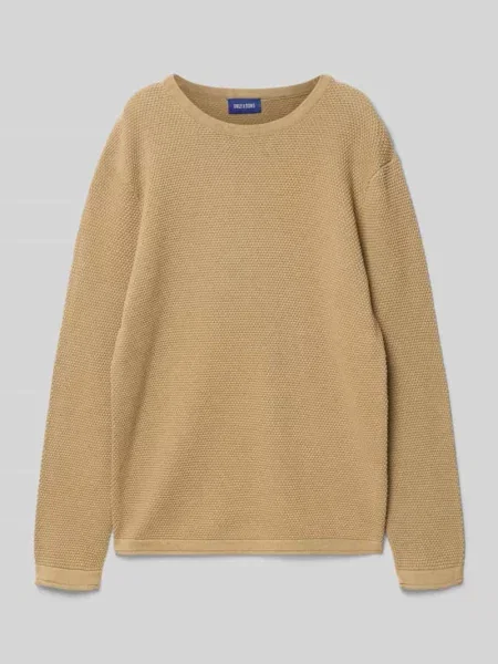 Sweter z dzianiny o kroju regular fit z czystej bawełny model ‘PANTER’ Only & Sons beżowy