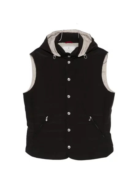 Vestă cu glugă Brunello Cucinelli cu glugă negru