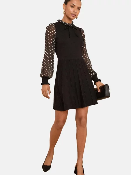 Love & roses Pletena obleka črna bela