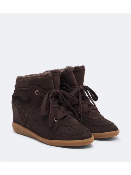 Sneakerși Isabel Marant din piele de căprioară cu pană maro