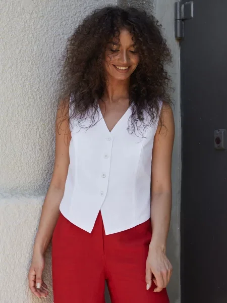 Едельвіка Жилет класичний Льон/бавовна червоний