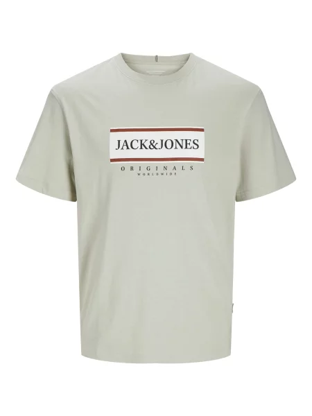 JACK & JONES Tricou JWHFrederiksberg gri deschis / roșu carmin / negru alb