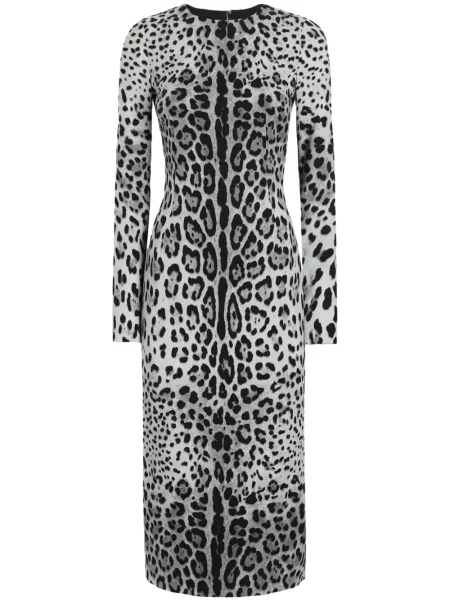 Rochie Dolce & Gabbana cu imagine cu model leopard de costum gri