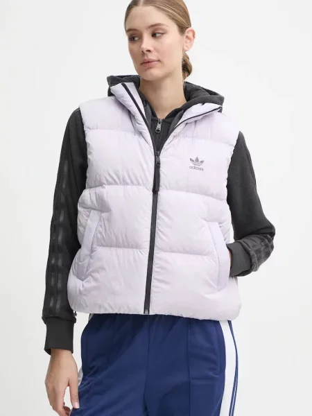 Пухен елек adidas Originals Regen Down Vest дамски лилаво зимен модел виолетово