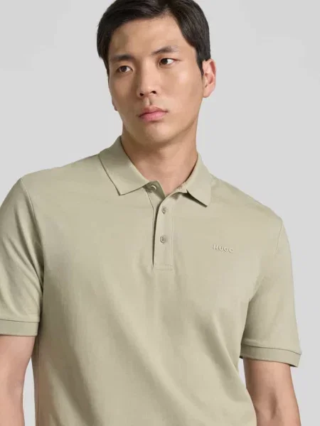 Koszulka polo o kroju regular fit z czystej bawełny Model Hugo zielona