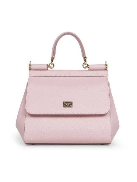 Mała torebka skórzana Dolce And Gabbana różowa