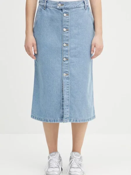 Carhartt WIP fustă jeans W Colby Skirt midi drept albastru