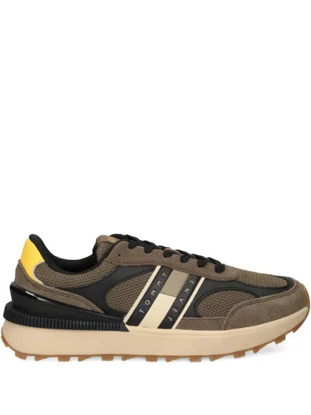 Sneakerși Tommy Jeans din piele de căprioară verde