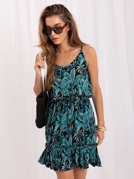 Rochie mini Sublevel cu volane negru