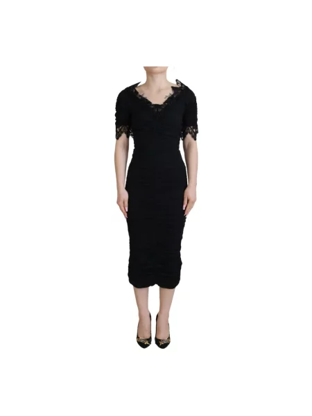 Jedwabna sukienka midi Dolce And Gabbana czarna