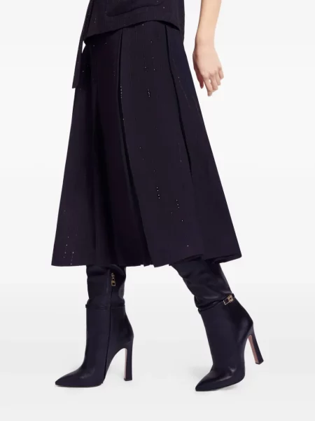 Fustă Elie Saab cu dungi din crep negru