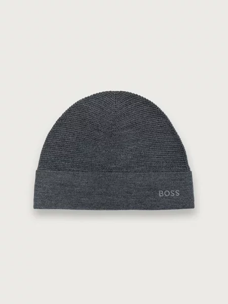 BOSS Green căciulă pentru bărbați cu amestec de lână Aflix_Beanie gri