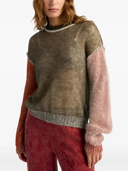 Sweter Momoni prążkowany zielony