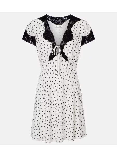 Rochie Rixo cu buline din dantelă alb