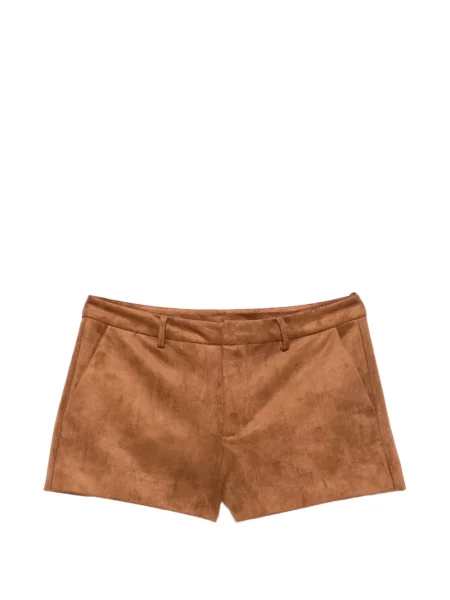 Pantaloni scurți Mc2 Saint Barth din piele de căprioară maro
