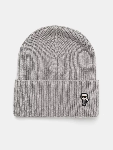 Шапка с вълна Karl Lagerfeld сиво
