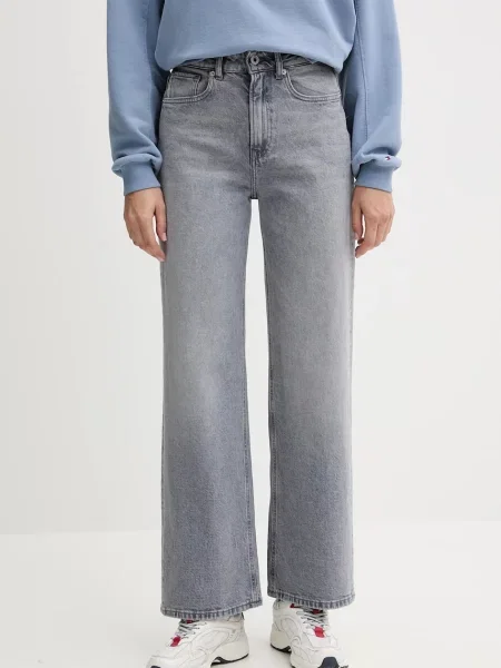Дънки Pepe Jeans с висока талия сиво