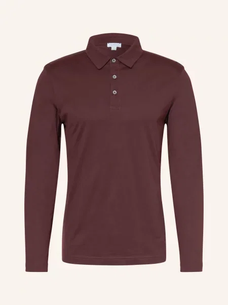 Sunspel Jerseyové Polo Tričko Classic tmavě hnědá