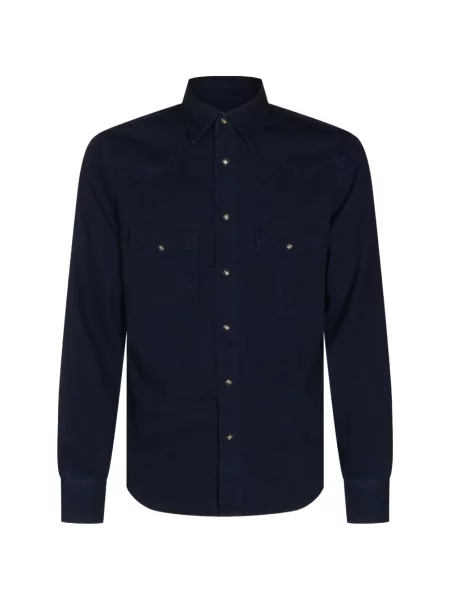 Cămașă Jacob Cohën cu model herringbone albastru