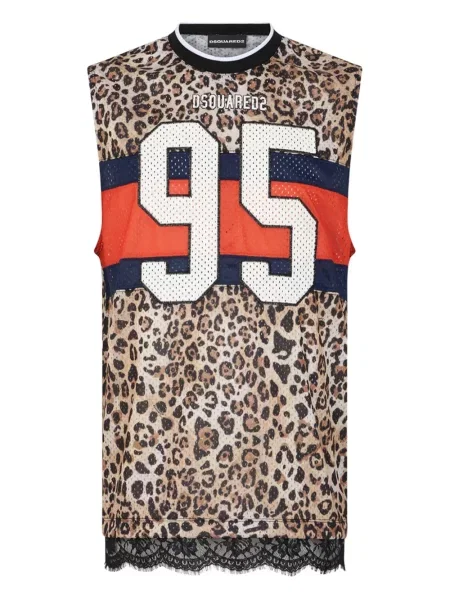 Риза Dsquared2 без ръкави с дантела кафяво