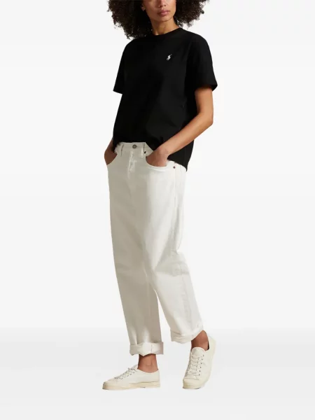 Długa koszulka Polo Ralph Lauren z okrągłym dekoltem zamszowa zielona