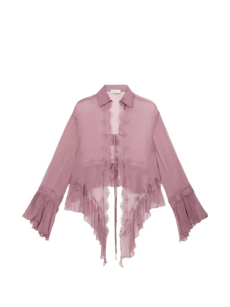 Bluză Blumarine cu volane din dantelă roz