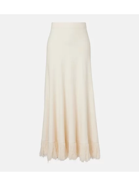 Fusta maxi Bottega Veneta tricotate alb