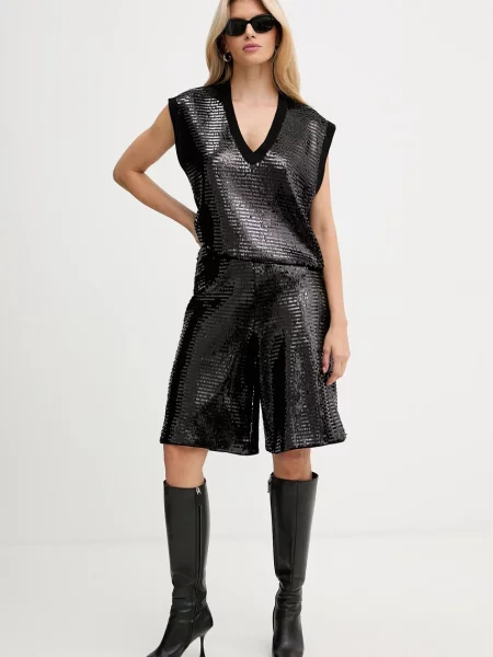 Armani Exchange szorty gładkie high waist czarny