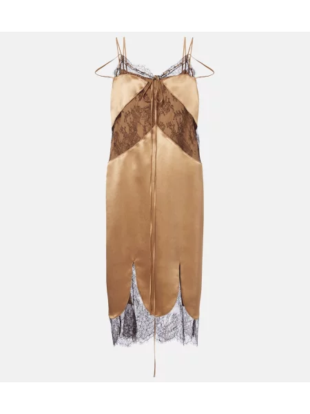 Rochie midi Ferragamo din satin maro