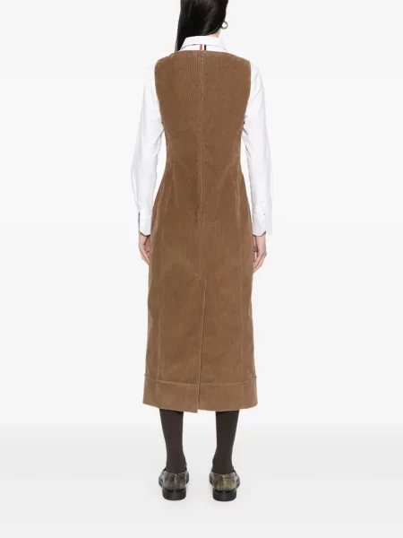 Rochie midi Thom Browne de catifea cord până la genunchi de costum
