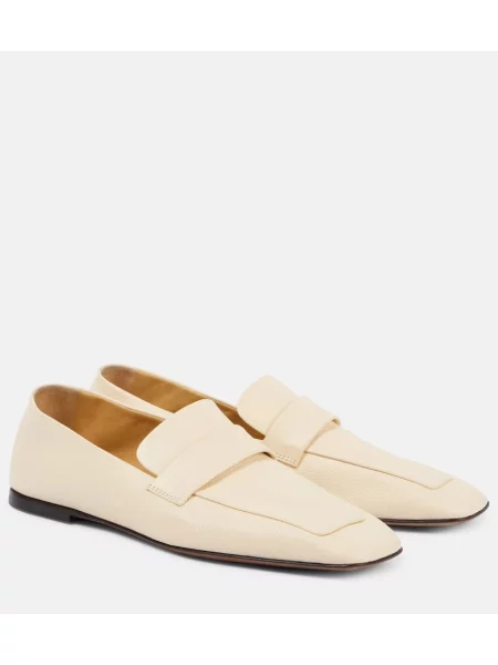 Pantofi loafer The Row din piele alb