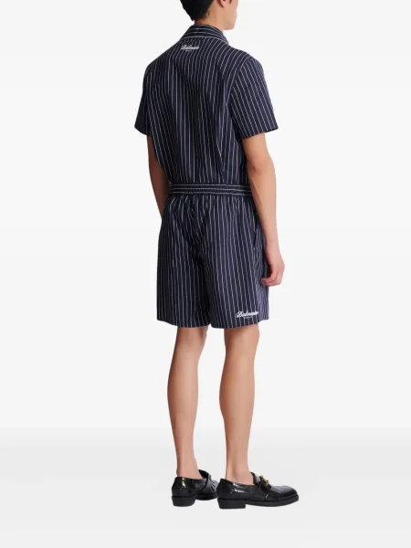 Pantaloni scurți Balmain cu broderie cu dungi albastru