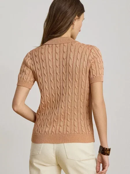 Lauren Ralph Lauren sveter s krátkym rukávom dámsky s viskózou oranžová