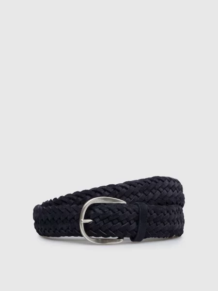 Замшевый плетеный ремень Orciani с ремешками синий