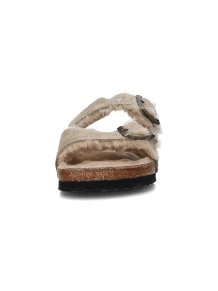 Sandále Birkenstock z ovčej kože béžová
