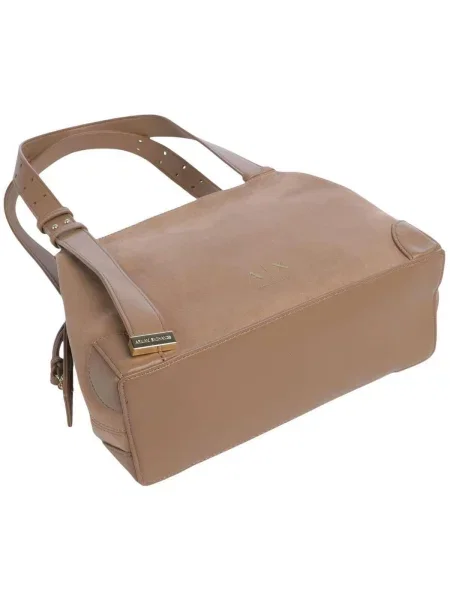 Armani Exchange kabelka typu shopper dámska z imitácie semišu béžová