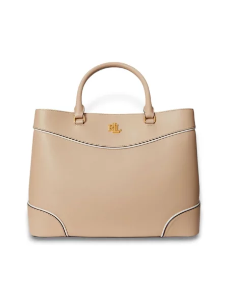Torebka Lauren Ralph Lauren skórzana beżowa
