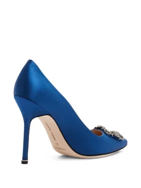 Pantofi cu toc Manolo Blahnik cu cataramă albastru