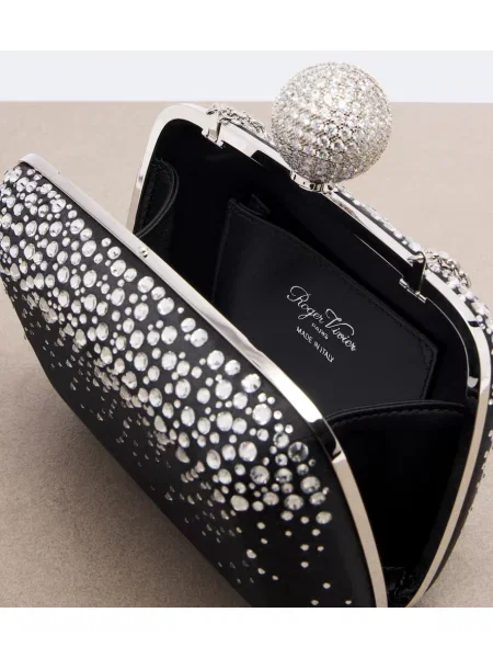 Geantă plic Roger Vivier din satin negru