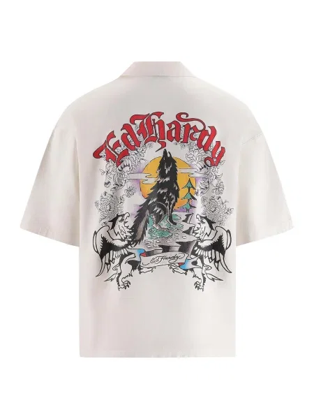 Ed Hardy Cămașă portocaliu deschis / roșu / negru alb