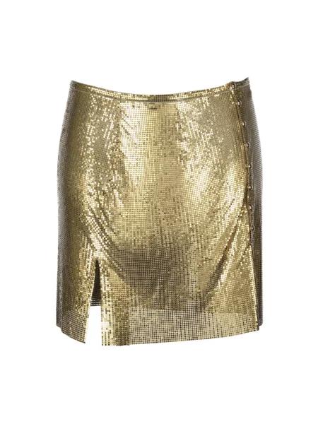 Mały spódnica mini Rabanne z siateczką z siateczki żółta