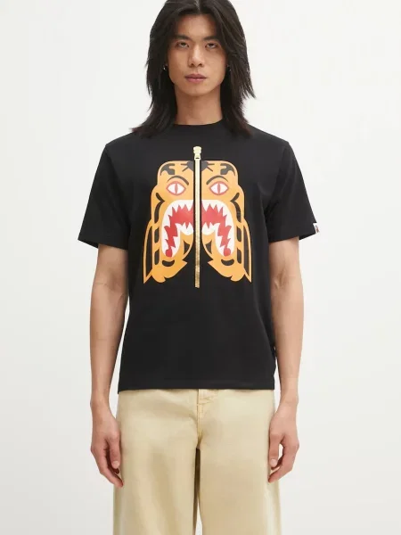 A Bathing Ape tricou din Colors Tiger cu imprimeu negru