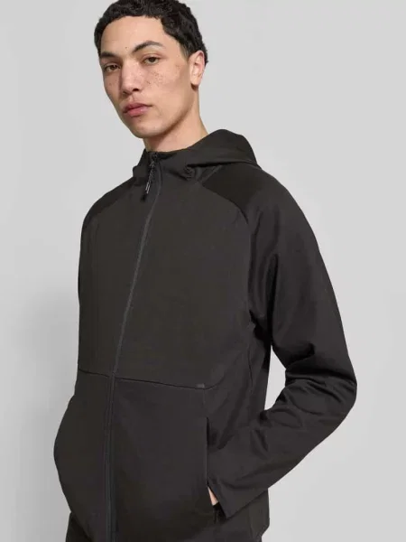 Bluza rozpinana w kroju regular fit z kapturem Model „Base” Jack & Jones czarna