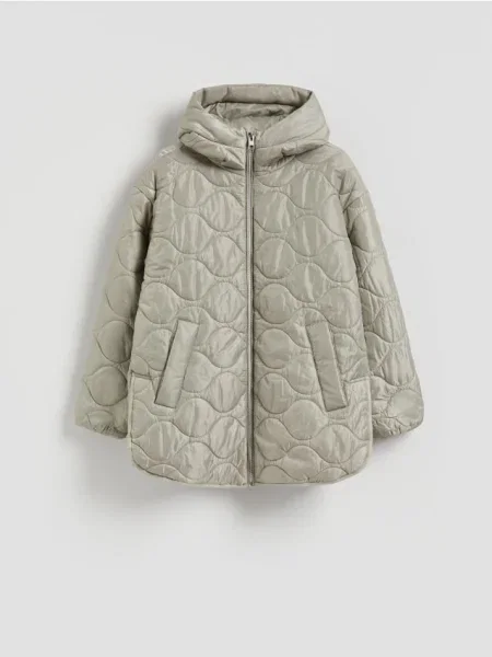 Reserved Geacă matlasată cu glugă verde-pal verde